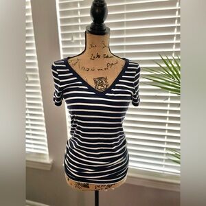 Striped V-neck Tee